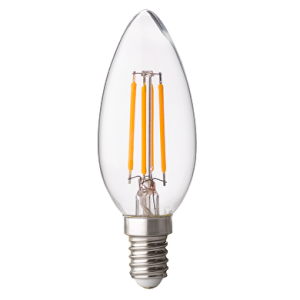 Bec LED cu filament dimabil, tip lumanare, 4W, E14, 2700K, 220-240V AC