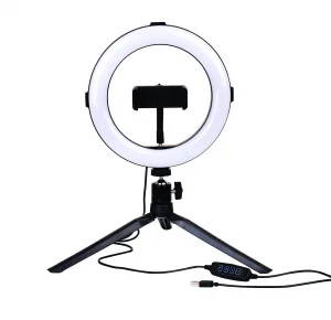 Lampă Ring Light LED 10W CCT Reglabilă 3000K-6000K pentru Selfie
