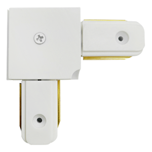 Conector de colt pentru sina, 2 pini, alb