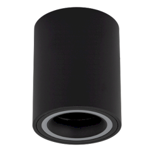 Corp de iluminat pentru montaj aparent, GU10, IP20, rotund, fix, negru