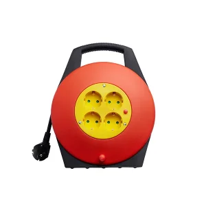 Prelungitor cu tambur 10m 4 prize Schuko, protecție copii, 2300W Optonica