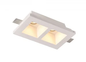 Corp Spot Încastrat Dublu GU10 Trimless Alb 2x35W Gips+Aluminiu