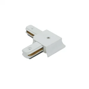 Conector pentru sistem pe șină unghi alb Optonica