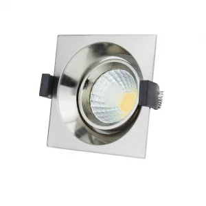 Spot LED COB Încastrabil Pătrat 8W 2700K Inox Optonica