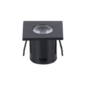 Spot LED Mobila 1W Patrat Negru 3000K Lumina Calda Optonica