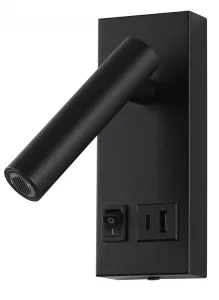 Aplică LED mobilier 2W 4200K cu întrerupător și USB negru Optonica