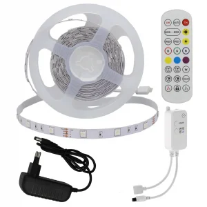 Kit Bandă LED RGB 5m 12W Bluetooth Muzică + Telecomandă Optonica