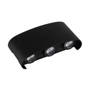 Aplică LED Perete 6W 510lm Lumină Caldă 3000K Neagră IP65 Optonica