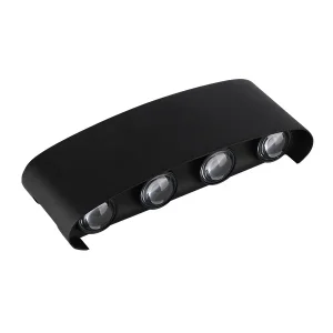 Aplică LED Perete 8W 680lm Lumină Caldă 3000K Neagră IP65 Optonica