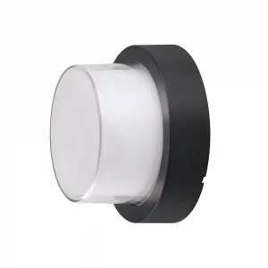 Aplică LED Perete Rotundă Neagră 12W 850lm Lumină Caldă 3000K IP65 Optonica