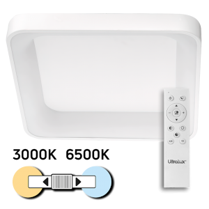 Lampa LED de tavan dimabila CCT cu telecomanda, rama alba, max. 72W, 3000K-6500K, patrata, IP20