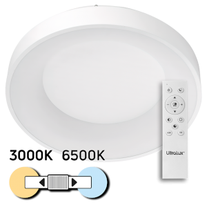 Lampa LED de tavan dimabila CCT cu telecomanda, rama alba, max. 72W, 3000K-6500K, rotunda, IP20