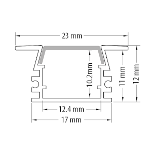 Profil aluminiu pentru benzi flexibile LED, adanc, 2m