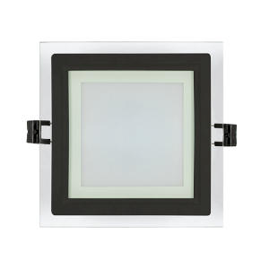 Panou LED cu sticla, chenar negru, incastrabil, patrat, 6W, SMD2835, 4200K, IP44