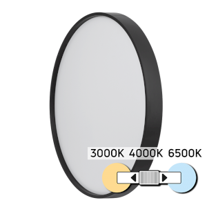 Lampa LED de tavan rotunda CCT, 18W, rama neagra, 3000K/4000K/6500K, 220-240V AC, IP20