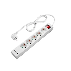 Prelungitor 5 Prize Schuko + 2x USB 3500W Buton ON/OFF Optonica