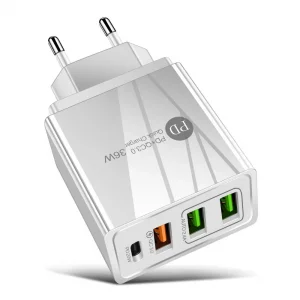 Încărcător Rapid USB 36W PD+QC3.0 3 Porturi Alb Optonica