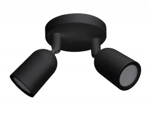Corp Spot Dublu Negru 2xGU10 Reglabil Interior Plastic