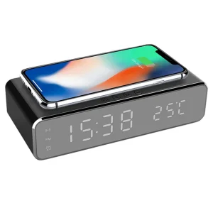 Încărcător Wireless cu Ceas și Termometru Optonica 9514 Negru