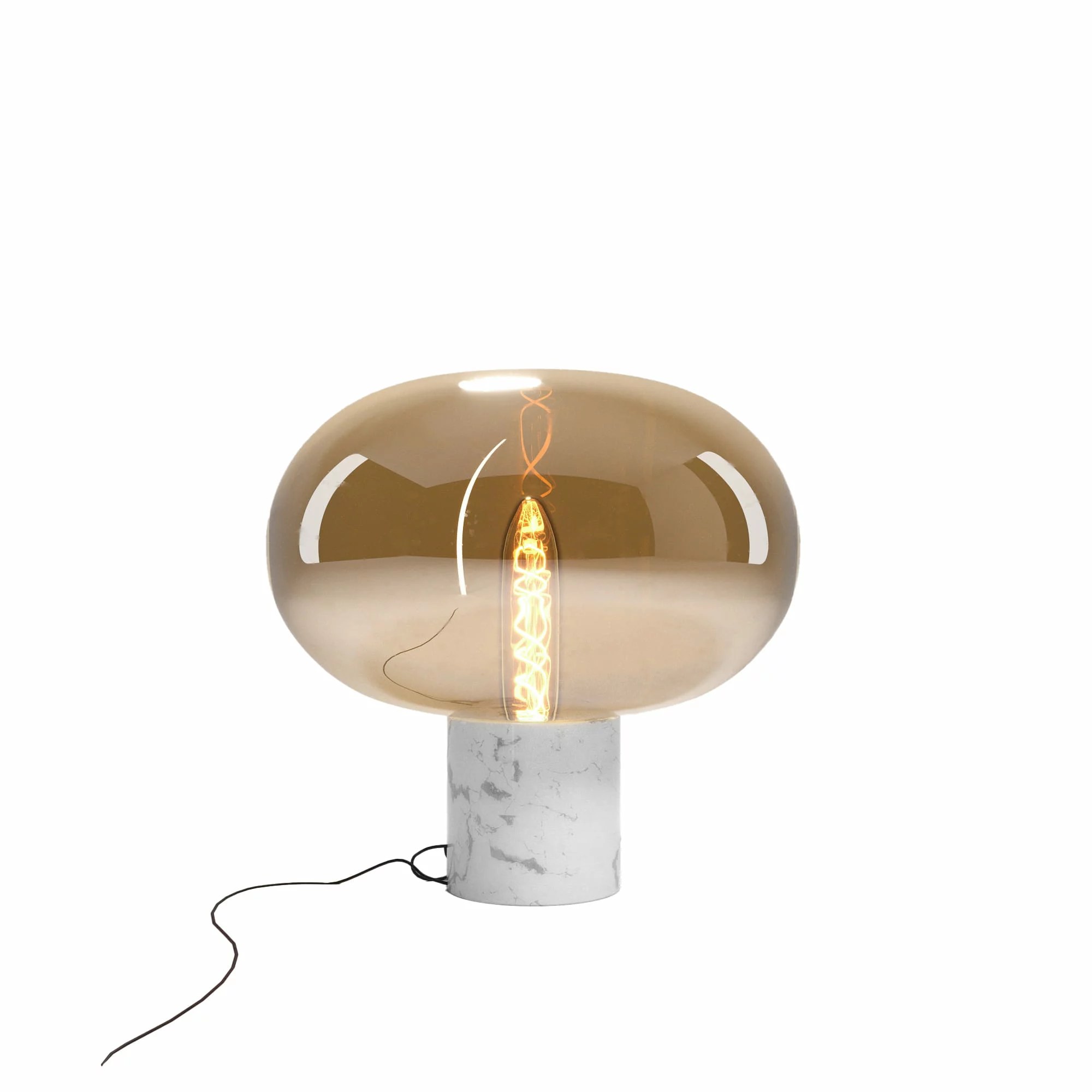Veioză Moonstone E27 sticlă ambră + marmură albă Maxlight T0056