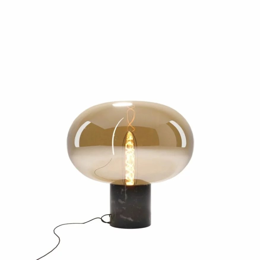 Veioză Moonstone E27 sticlă ambră + marmură neagră Maxlight T0058