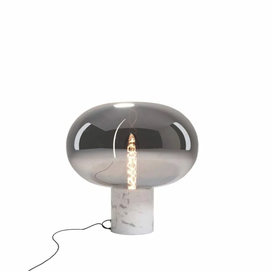 Veioză Moonstone E27 sticlă fumurie + marmură albă Maxlight T0055