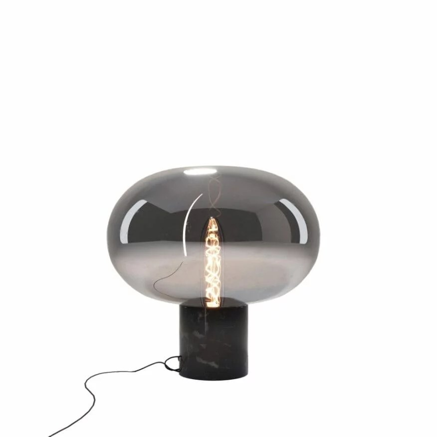 Veioză Moonstone E27 sticlă fumurie + marmură neagră Maxlight T0057