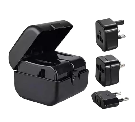 Adaptor Priza Universal World Adapter 3 Standarde UK/EU/AU Negru Optonica
